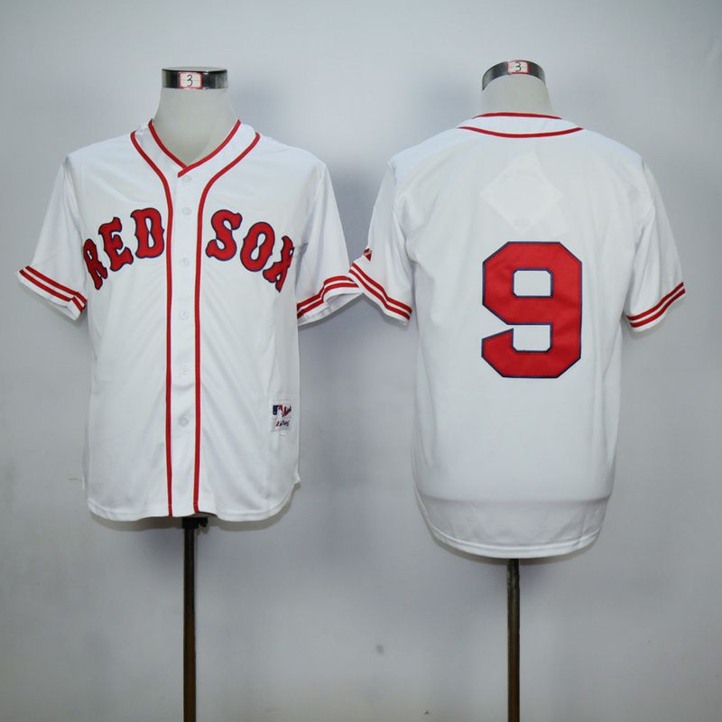 Men Boston Red Sox 9 Williams White Throwback MLB Jerseys